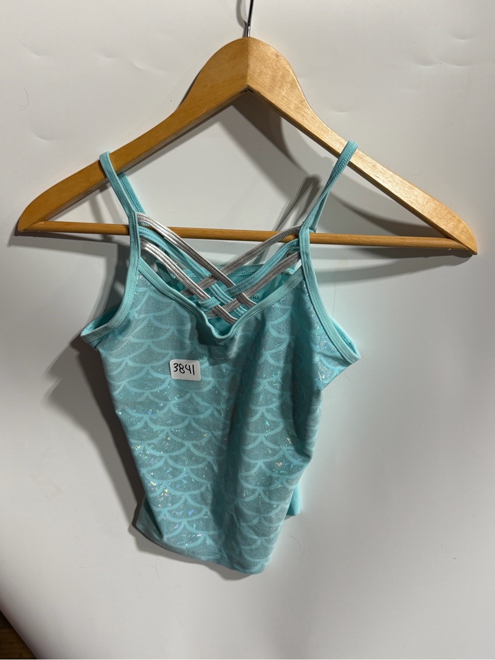 #3841-Free Country Girls Aqua Mermaid Print Swim Tankini Top